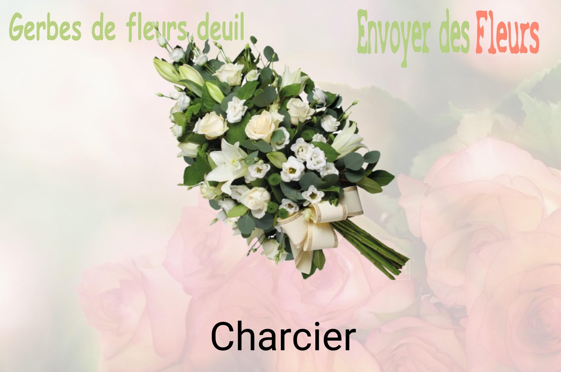 Gerbe de fleurs de deuil livrée à Charcier
